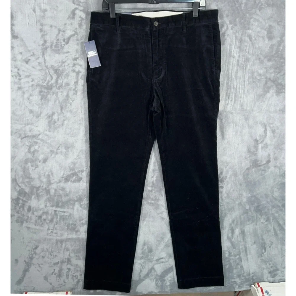 Polo Ralph Lauren Corduroy Chino‎ Pants Mens 35x32 New Black Straight Slim Fit